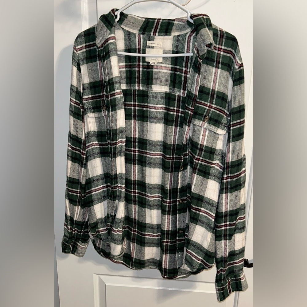 Green/Red/White plaid American Eagle Flannel size L